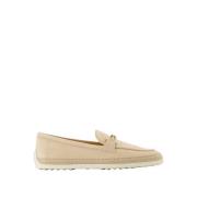 Beige Raffia Loafer Slip-On Rund Tå