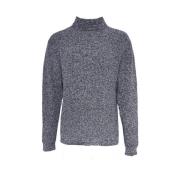 Blå Melange Mock Neck Sweater