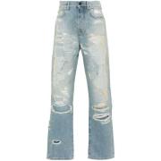 Lys Blå Slitt Denim Jeans