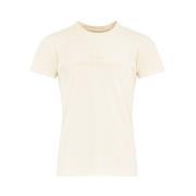 Beige Bomull Logo Brodert T-skjorte