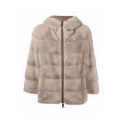 Reversibel Beige Mink Pels Hettejakke