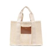 Beige Bomullsblanding Tote Bag