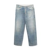 Lys Blå Bomullsblanding Wide Leg Jeans