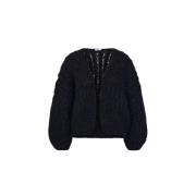 Mohair Strukturer Bomber Cardigan Svart