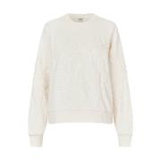 Romantisk Blomster Brodert Off-White Genser