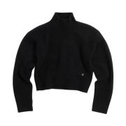 Sort Ull Cropped Turtleneck Genser