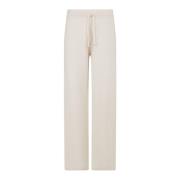 Cashmere Wide Leg Strikkebukser med Tipping