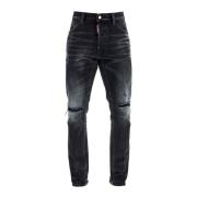 Svart Vintage Bomull Slim Fit Jeans