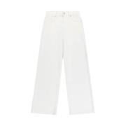 Hvite Wide Leg Denim Jeans