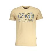 Beige Bomull Print Logo T-skjorte