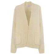 Stripete Mohair Cardigan Krem