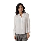 Elegant hvit bluse med knappelukking