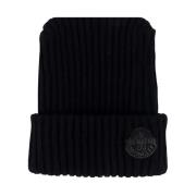 Stilig Svart Beanie med Logo Patch