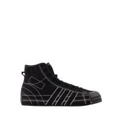 Sort Skinn Hi-Top Sneakers