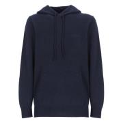 Blå Ullhoodie med Brodert Logo