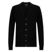 Svart Ull Cardigan Genser