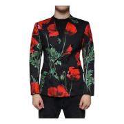 Svart Blomsterblazer med Slim Fit