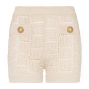 Monogrammet strikkede minishorts med åpen arbeid