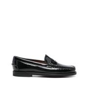 Klassiske skinn sandaler Svart Slip-On