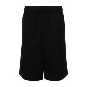 Sort ulltwillstripet Bermuda-shorts