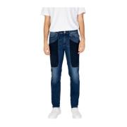 Blå Bomullsblanding Stretch Jeans