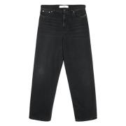 Svarte Brede Kneppede Jeans