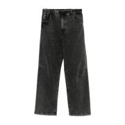 Sort Bomull Elastisk Midje Jeans