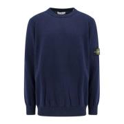 Ribbet Bomull Crew-Neck Genser