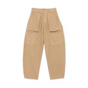 Cargo Beige Bukse med Knappelukking