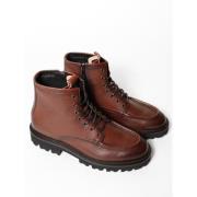 Brun Grained-Leather Half Boots Sko