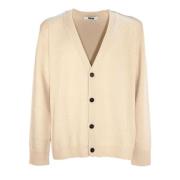 Beige Ull V-Hals Diamant Cardigan