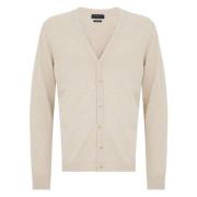 Beige Sweater med Front Button Lukking