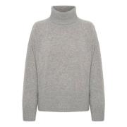 Luksuriøs Ull Kashmir Pullover Lys Grå