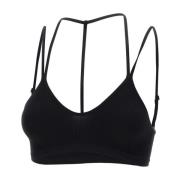 Sort Ribbet Bralette med V-hals