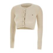 Myk Plysj Cardigan Beige Lange Ermer