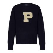 Blå Strikket Crewneck Sweater Aw24