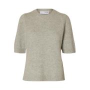 Grå Selected Femme Slfcille 2/4 Knit O-Neck Gensere