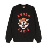 Svart Strikket Tiger Sweater Aw24