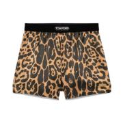 Leopard Satin Boxers Brun Undertøy