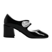 Krystall Mary Jane Svart Skinn Pumps