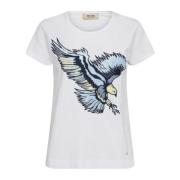 Brodert Eagle Tee Top Hvit