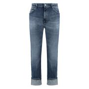 Slim Fit Metallknapp Jeans