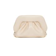 Beige Shell Skinn Clutch Veske