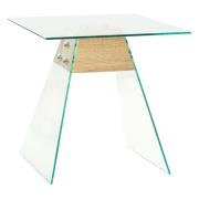 vidaXL Sidebord MDF og glass 45x45x45 cm eikefarge