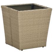 vidaXL Tebord beige 41,5x41,5x44 cm polyrotting og herdet glass