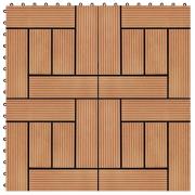 vidaXL Terrassebord 11 stk WPC 30x30 cm 1 kvm teak-farget