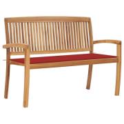 vidaXL Stablebenk med pute 128,5 cm heltre teak