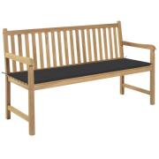 vidaXL Hagebenk med antrasitt pute 150 cm heltre teak