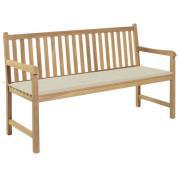 vidaXL Hagebenk med kremhvite pute 150 cm heltre teak