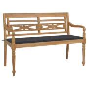 vidaXL Batavia benk med antrasitt pute 150 cm heltre teak